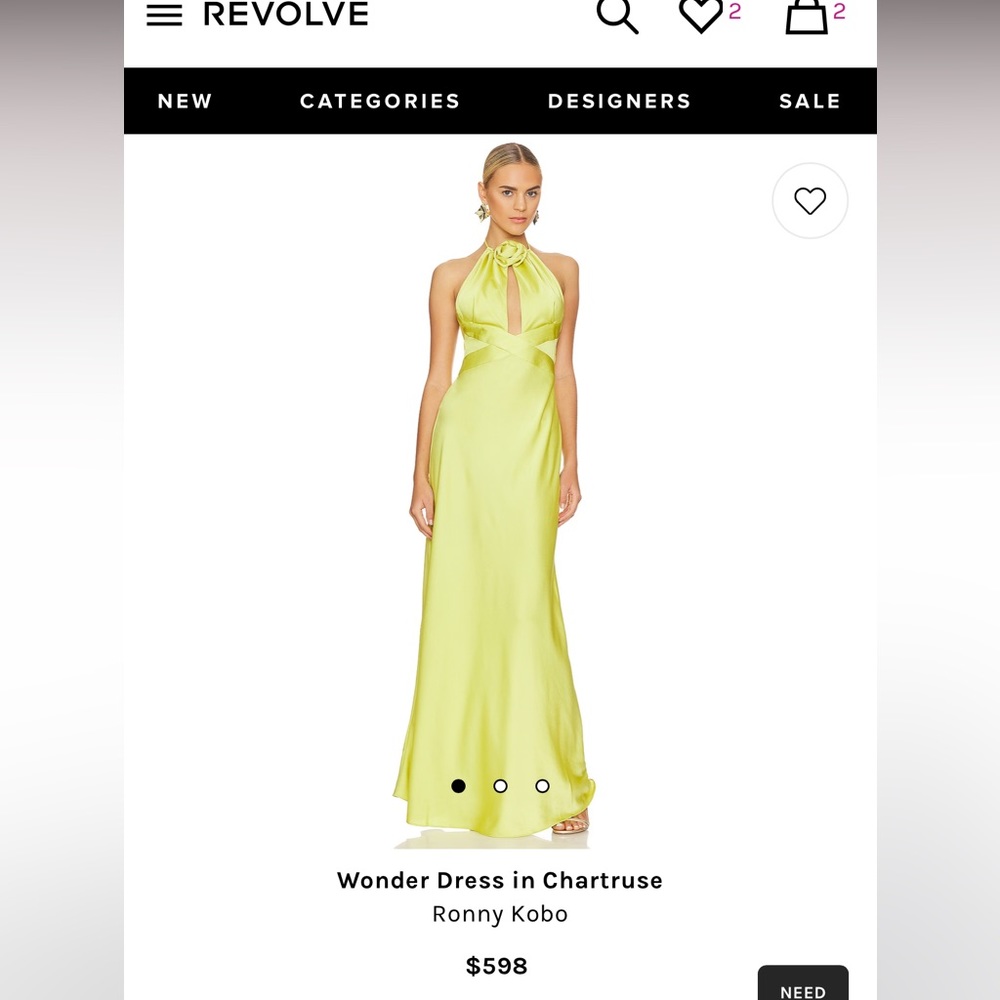 Wonder Dress in Chartruse- Ronny Kobo XS